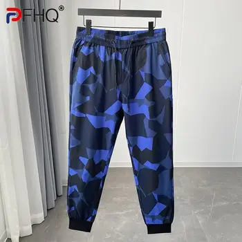 PFHQ חדש סיבתי פוך מכנסיים לגברים משוחרר גבוהה המותניים Shirring כיסים ישר מכנסיים גברים 2023 סתיו אופנה 21Q5450
