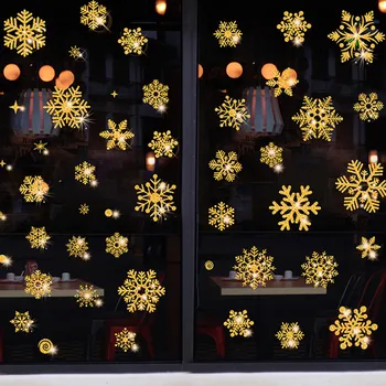 חג שמח פתית שלג חלון זכוכית מדבקה אלקטרוסטטית מדבקה השנה החדשה חדר ילדים חג המולד מדבקות קיר בבית מדבקות דקור