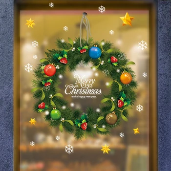 חג המולד מדבקות חלון זר חג המולד קישוטים, מדבקות מדבקת חג שמח קישוטים הביתה שמח שנה חדשה 2024