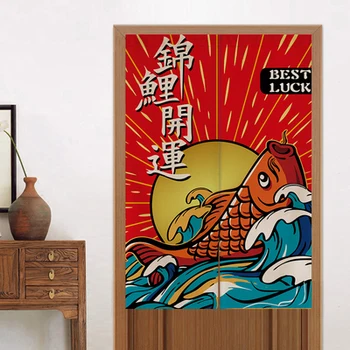 בסגנון יפני דלת המטבח חתול מזל דגים לתלות וילון בד המסך השינה מחיצה