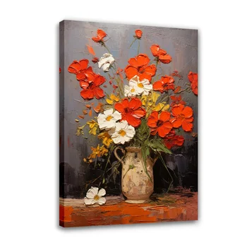 Forbeauty סכין פרחים אדומים ספריי הדפסה, בד ציור עמיד למים, לחסום את קיר ארט ציורי שמן פוסטר עבור עיצוב הבית