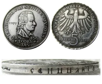 גרמניה, הרפובליקה הפדרלית, 5 מארק, 1955 F מצופה כסף להעתיק מטבע