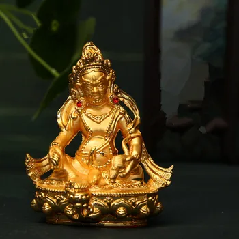 8cm קטן בכיס יעילה סגסוגת נחושת הבודהיסטית זהב צהוב Tsanbala/Jambhala פסל בודהה בבית/ משרד לשים קישוט