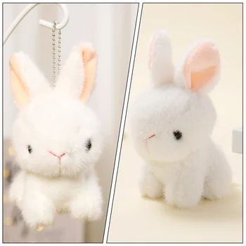 חג הפסחא ארנב פרווה של חיות צעצועים ללעוס ילדים ארנב תליון הפלומתי מחזיק מפתחות Kawaii קטיפה לבן מתנה לילד