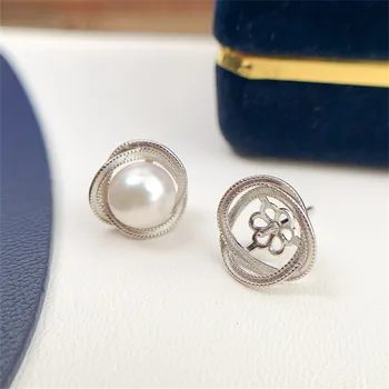 DIY עגילי פנינה אביזרים S925 מכסף תכשיטים קונסילר נקבה עגילים נקבה ריק מחזיק בכושר 7-8 מ 