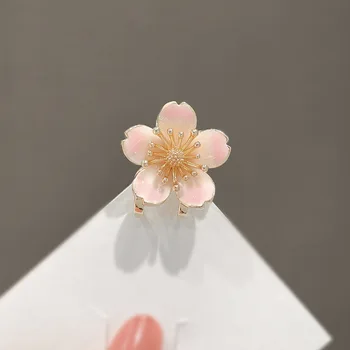 בסגנון יפני חמוד ורוד עלה כותרת פרח קליפ שיער פוני קליפ ילדה קטנה שיער העליון קליפ