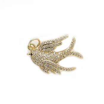 עדין צבע זהב תליון ציפור חיה שרשרת נחושת אביזרים לנשים, עיצוב אופנה קריסטל תכשיטים מתנה