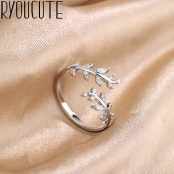 RYOUCUTE קוריאנית פשוט קסם Pvd עלה טבעת לנשים בוהו מסיבת האצבע טבעות פאנק הגותי תכשיטים מתנות