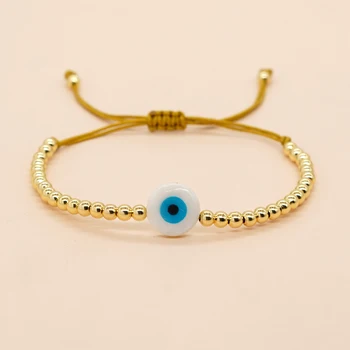 YASTYT בעבודת יד צמיד מצופה זהב חרוזים פגז כחול עין הרע עדינות מינימליסטי הקיץ תכשיטים עיצוב אופנה