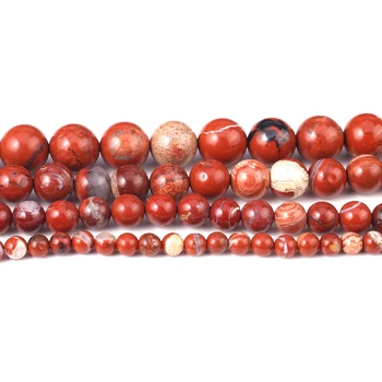 אבן טבעית חרוזים אדומים אבן קריסטל עגולה חרוזים ליצירת תכשיטים שרשרת צמידים DIY קסמי 4/6/8/10mm 38cm