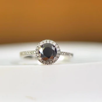 שחור Moissanite טבעת יהלום מבריק לחתוך 1ct 6.5 מ 