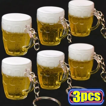 שרף בירה כוסות מפתח שרשרת סימולציה מזון מלאכת נשים גברים על הרכב תיק מחזיקי מפתחות מחזיק תליון תכשיטים אביזרים מתנה
