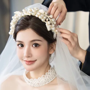 קוריאני יער הכלה פנינה פרח שיער להקת רטרו אלגנטי מסכת רשת אביזרי שיער חדשים אופנה אביזרים החתונה