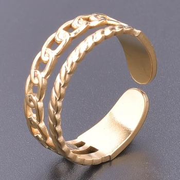 שרשרת טבעת כפולה אופנה צבעוני צבע זהב של גברים ונשים פתיחת מתכוונן לא דוהה טיטניום פלדת טבעת Anel Masculino