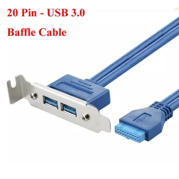 שחור כחול 0.5 מ ' בחצי גובה / מלאה-גובה לוח האם 20Pin ל-dual USB 3.0 port נקבה הרחבה לבלבל כבל עם חור בורג