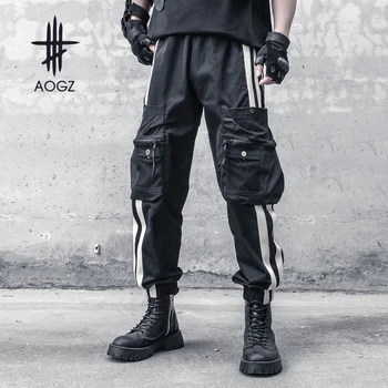 AOGZ מזדמנים מכנסיים גברים Harajuku סרט החדרת מטען מכנסיים היפ הופ רצים מכנסיים מכנסיים טרנינג Techwear טקטי המכנסיים