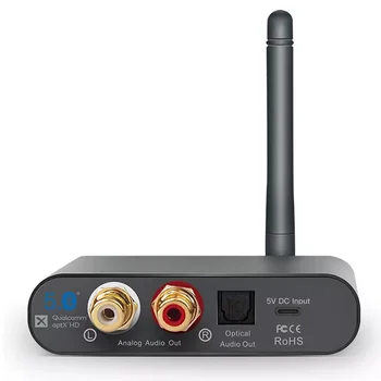 גבוה סוף קוואלקום CSR8675 אופטית אלחוטית Bluetooth 5.0 אודיו סטריאו מוסיקה מקלט עם Audiophile DAC ו-aptX HD