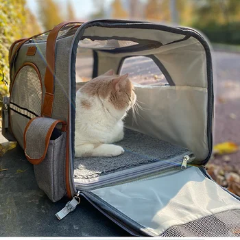 מתקפל חתולים תיק נסיעות מחמד תחבורה שקיות נייד כלב חתול רשת לנשימה עבור כלבים קטנים