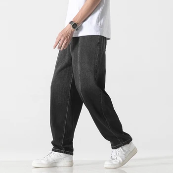 האמריקאי צבע ג ' ינס של גברים רופף אופנתי רחוב צינור ישרה Harajuku גודל גדול היפ הופ רחב הרגל זכר מכנסיים בוקרים