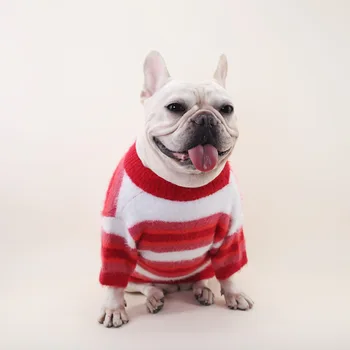 הכלב בגדים עבור כלבים קטנים חורף חם המעיל Yorkies סוודר בולדוג צרפתי כלבלב מחמד פוג ' קט תלבושת עם פסים