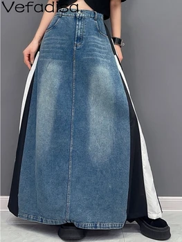 Vefadisa 2023 סתיו מזדמנים ג ' ינס אחוי פיסה חצי חצאית אופנה של נשים ללבוש אישית משולבים חצאית קצרה ZY1922