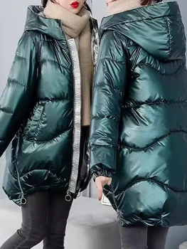אופנת רחוב והברדסים עבור נשים סתיו חורף 2023 חדש קוריאני אופנה לעבות חמים מעילי נשים מקרית מוצק מעילים מנופחים