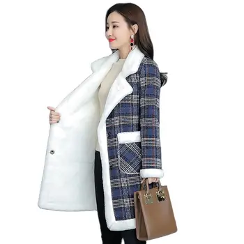 מזג בגדי נשים סתיו חורף הגירסה הקוריאנית של צמר עבה מעיל האופנה זמן חיקוי Lambswool מעיל נקבה