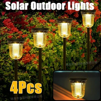 4Pcs LED סולארית השביל בחוץ אורות וילה גן הפנסים לרוחב הנתיב חצר לחניה שביל המדרכה פטיו מדשאות מנורות
