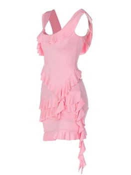נשים קיץ 2Pcs תלבושות מוצק צבע חריג פרע סטרפלס גבוהה המותניים Bodycon מיני חצאית סט בגדי המסיבה