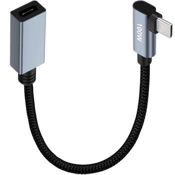 5A USB C כבל מאריך סוג C 2.0 PD100W טעינה מהירה זכר לנקבה כבל מאריך 90 מעלות מרפק ימין בזווית USB