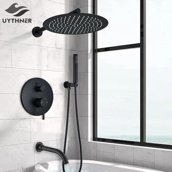 Uythner חדר מקלחת ברז קיר הר גדול גשמים הראש עם היד המרסס האמבטיה ברזי מערבל מקלחת אמבטיה להגדיר מערכת