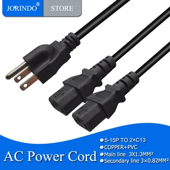 JORINDO 2M Nema 5-15 פני 2×IEC320-C13(ETL מוסמך)Y-סניף AC כבל חשמל אמריקאי 3-pin plug כדי הכפול C13 חשמל כבל מאריך