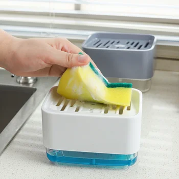 Multiful סבון משאבת מכונת תיבת מטבח צלחת סבון נוזלי לחץ על התיבה עם ספוג בעל הבית מנקה מיכל נקי אביזרים