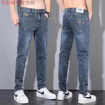 אופנה חדשה מעצב יוקרתי קוריאנית סטריט ג ' ינס של גברים High-End בגדי גברים מזדמן קלאסי פרימיום גולף מכנסי כותנה מכנסיים