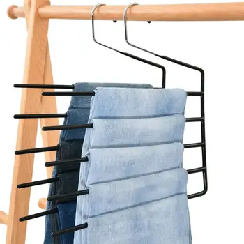 קולב בגדים יעיל הארון ארגון מתלה רב-שכבתיים עיצוב פתוח נגד קמטים-חינם מכנסיים הקולב חוסך מקום מתכת לטבול